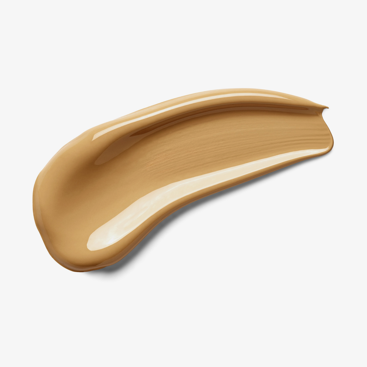 Ein glatter Fleck Skin Realist Tinted Balm in der Farbe 4 Medium-Tan auf weißem Hintergrund.