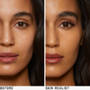 Geteiltes Bild eines Frauengesichts: linke Seite ohne Make-up, rechte Seite mit Skin Realist Tinted Balm für ein natürliches Aussehen.