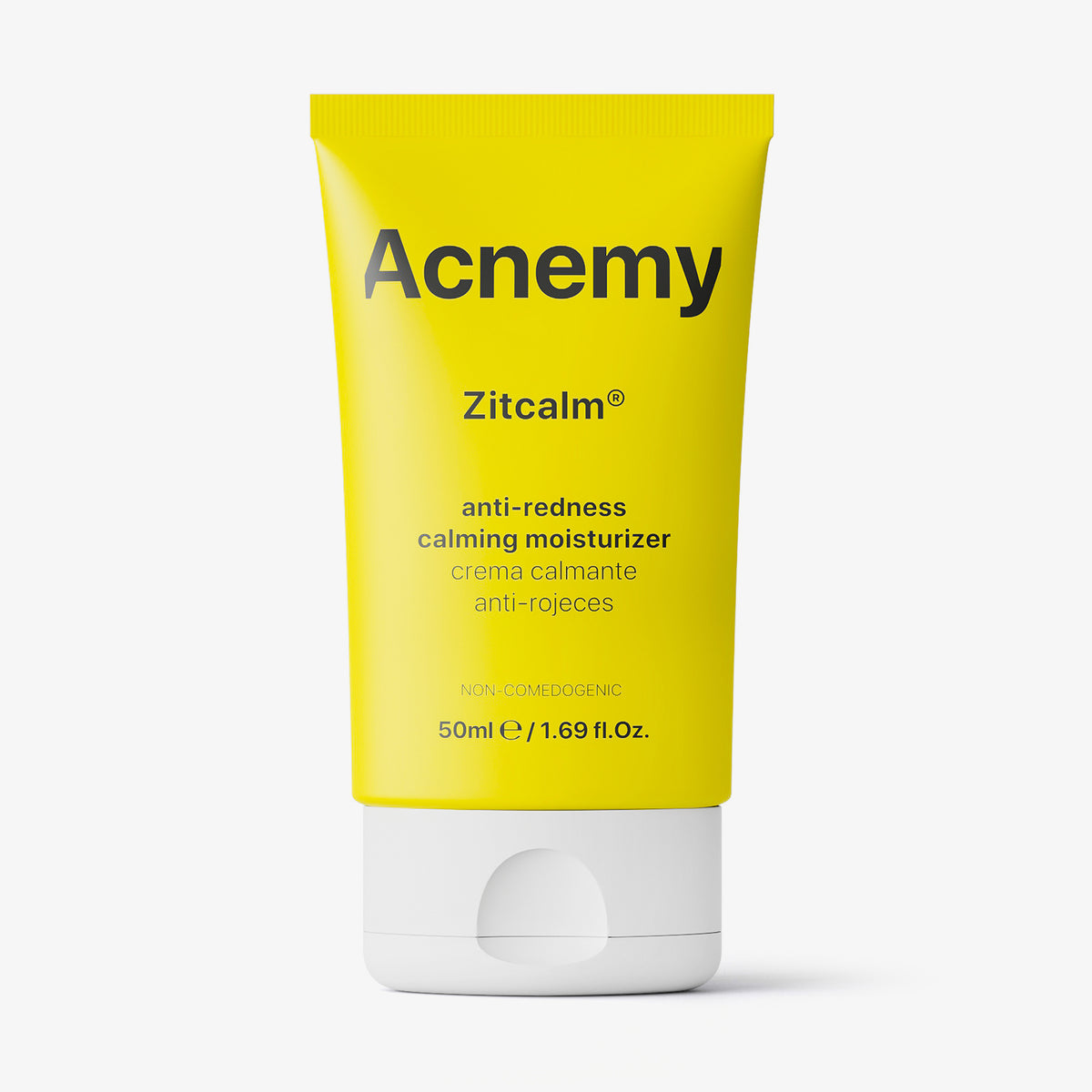 Gelbe Tube Zitcalm Moisturizer (50 ml) zur Linderung von Rötungen, auf weißem Hintergrund.