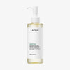 Vor einem weißen Hintergrund ist eine durchsichtige Pumpflasche mit der Aufschrift „Heartleaf Pore Control Cleansing Oil, 200 ml“ abgebildet.