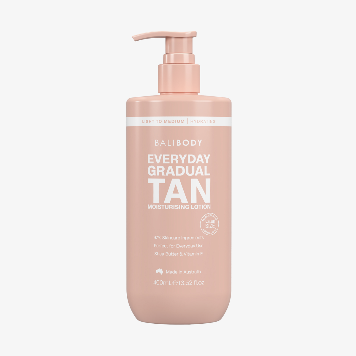 Pumpflasche mit der Everyday Gradual Tan-Lotion von Bali Body.