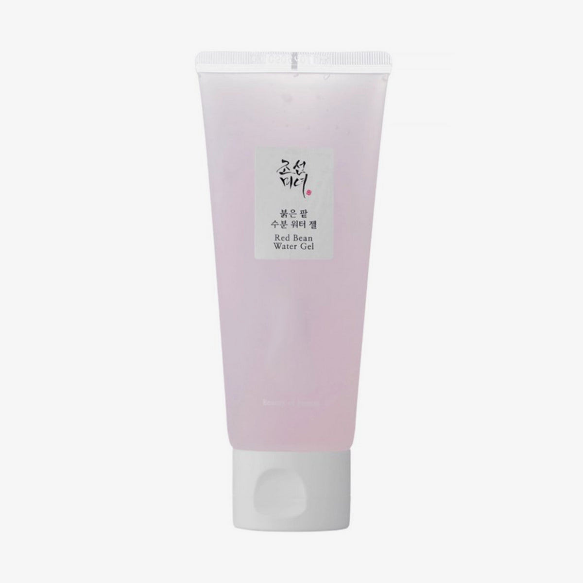 Eine hellrosa Tube Red Bean Water Gel mit weißem Deckel vor weißem Hintergrund