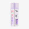 Eine weiße Flasche Bondi Sands Technocolor 1 Hour Express Self Tanning Foam Magenta mit violetter Kappe auf weißem Hintergrund.
