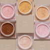 Verschiedene Farbtöne der BPerfect Cosmetics x Katie Daley Perfect Powders aus der Vogelperspektive.