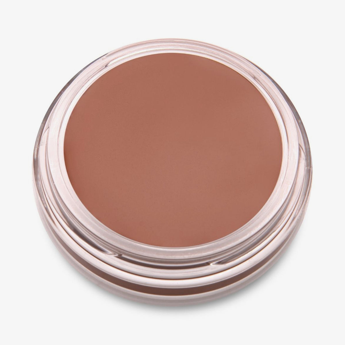 Ein runder offener Behälter mit Cronzer Cream Bronzer Sand mit braunem Inhalt auf weißem Hintergrund.