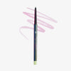Schwarzer glänzender Infinite Chrome Pencil Jade; dahinter gezeichnete rosa-grüne Striche auf weißem Hintergrund.