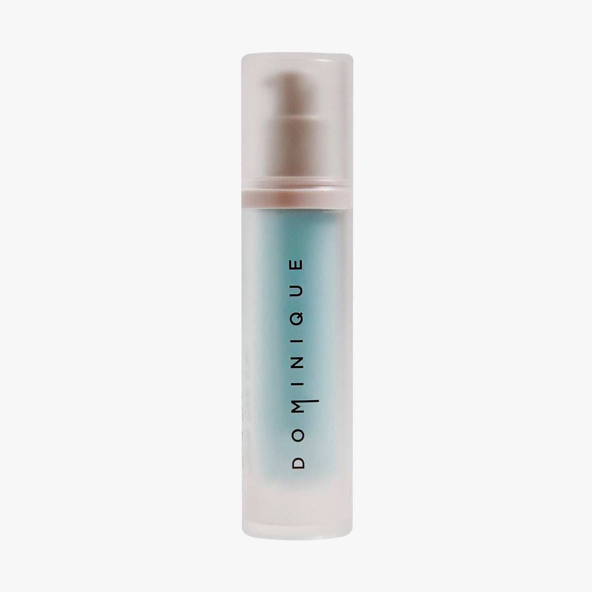Eine mattierte Pumpflasche mit der vertikalen Aufschrift „Cooling Blur Mattifying Primer“ auf der Vorderseite.