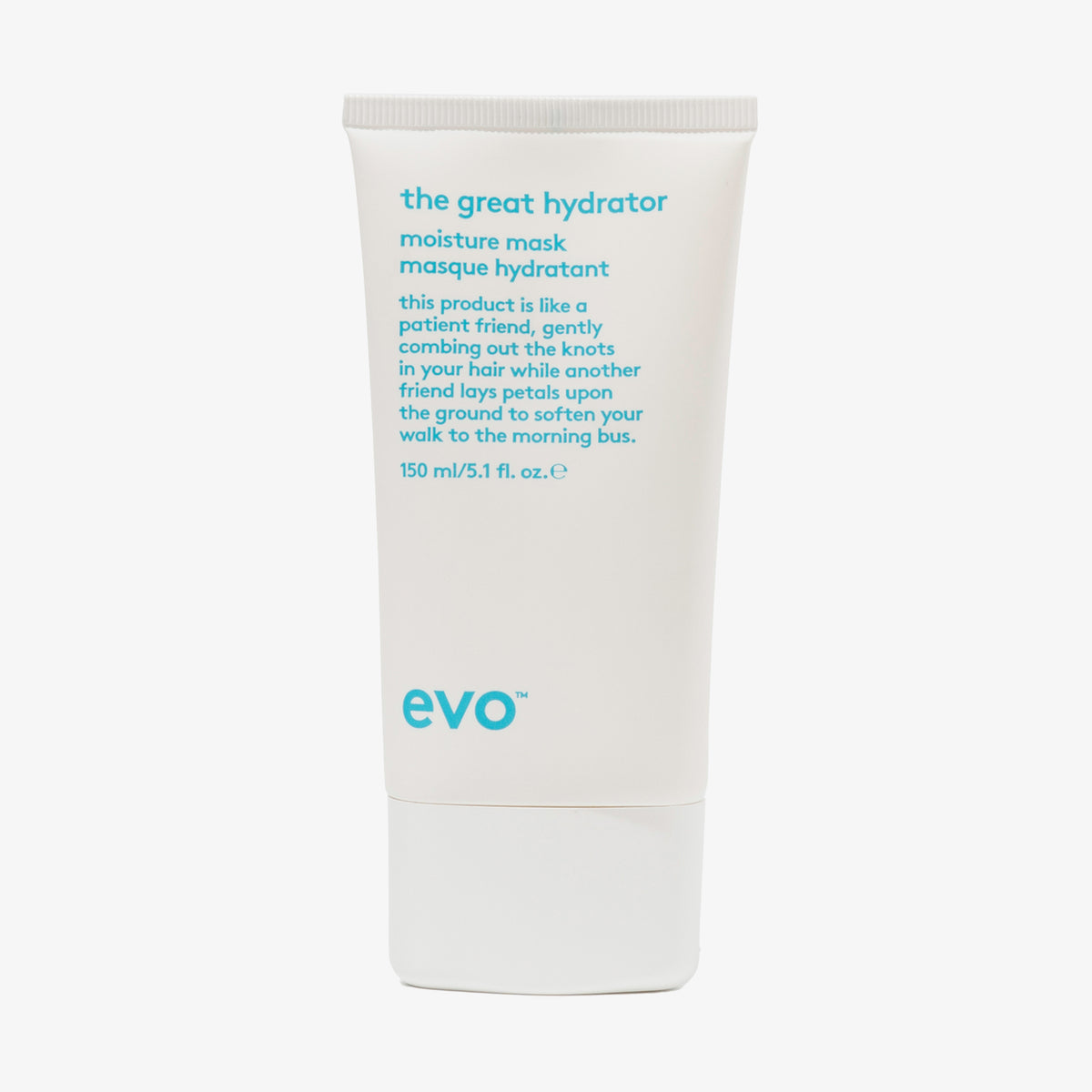 Weiße Tube der The Great Hydrator Moisture Mask mit humorvollem Produkttext vor weißem Hintergrund.