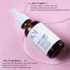 Eine Tropfflasche HA 5 Light-Serum liegt auf einer rosa Oberfläche; daneben Infos zu Inhaltsstoffen und Produkteigenschaften.