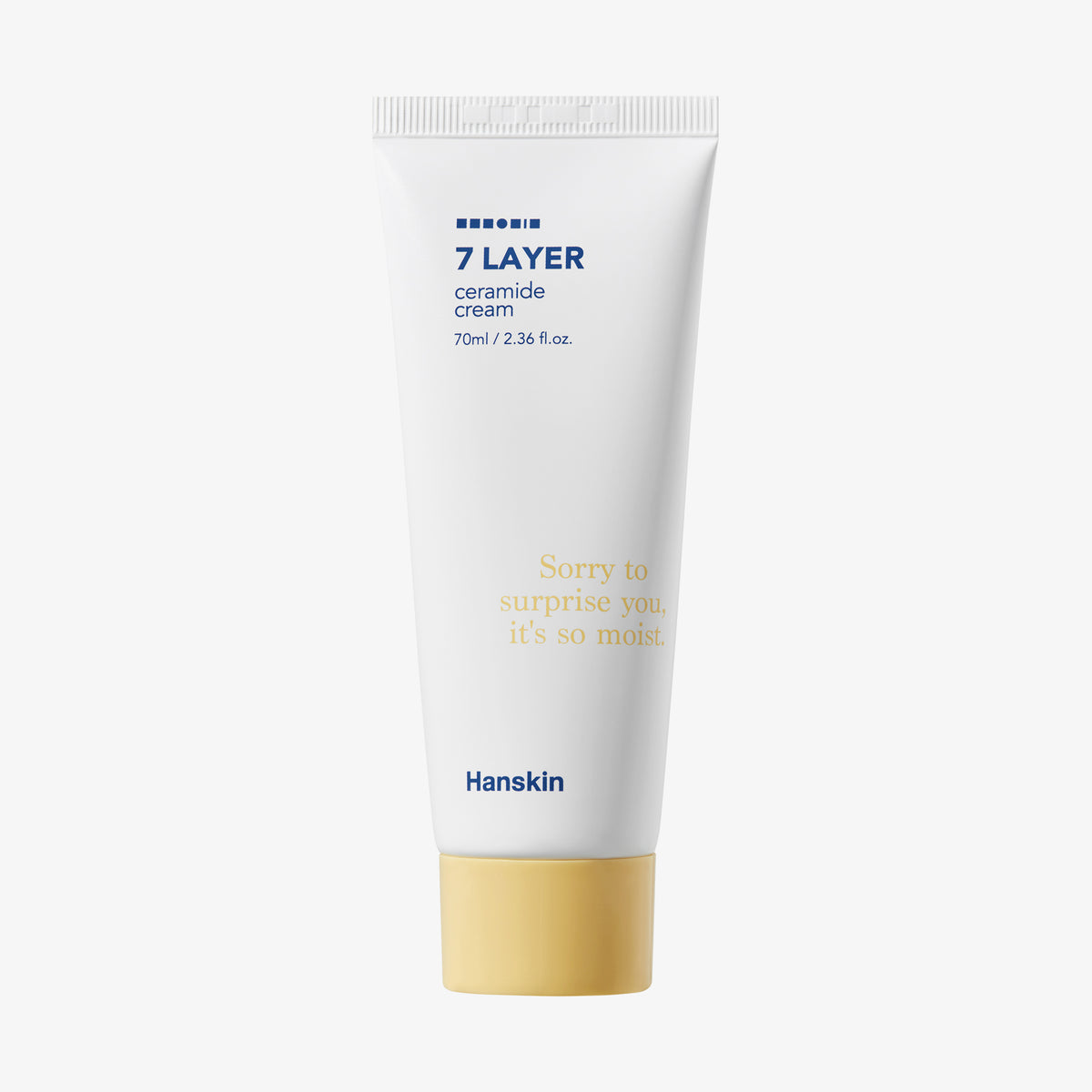 Weiße Tube Seven Layer Ceramide Cream mit gelbem Deckel auf schlichtem weißem Hintergrund.