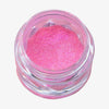 Offener transparenter Tiegel des Opal Moonstone Loose Multichrome Eyeshadow Cutie Pie mit pink schimmerndem Pigment auf weißem Hintergrund.