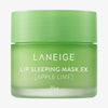 Grüner Tiegel Laneige Lip Sleeping Mask EX im Apple Lime mit weißem Text auf weißem Hintergrund.