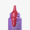 Nahaufnahme des lilafarbenen spitzen Applikators des Lethal Cosmetics DEW DRIP Liquid Blush Rogue; flüssiger rotpinker Blush läuft heraus.