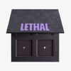 Eine offene schwarze Lethal Cosmetics MAGNETIC™ Customizable Palette mit zwei leeren quadratischen Fächern für Schminkpfännchen.