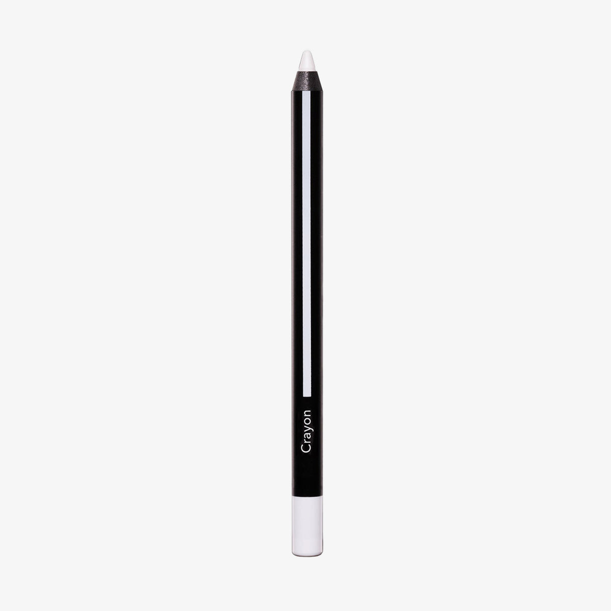 Schwarzer Crayon Make-up-Stift in der Farbe White (weiß) von LH Cosmetic auf weißem Hintergrund.