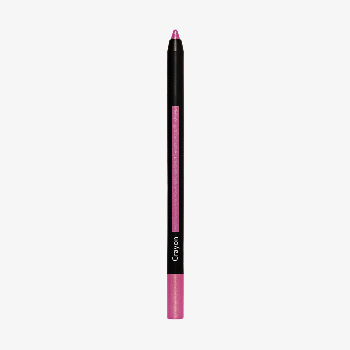 Schwarzer Crayon Make-up-Stift in der Farbe Nunki (pink glitzernd) von LH Cosmetic auf weißem Hintergrund.