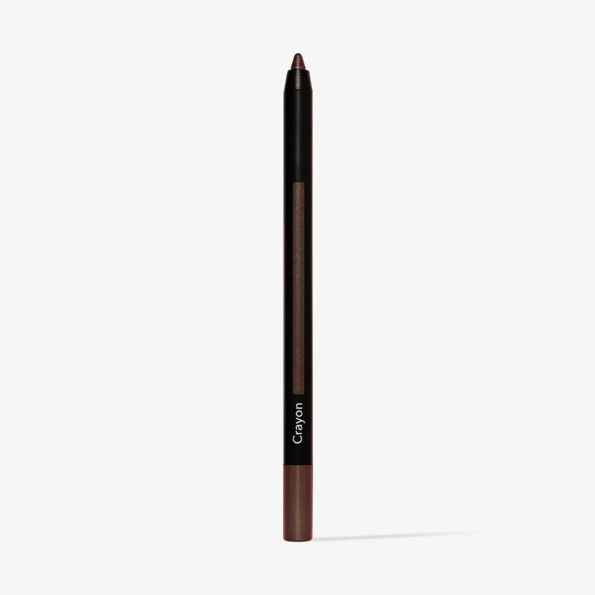 Schwarzer Crayon Make-up-Stift in der Farbe Saiph (braun glitzernd) von LH Cosmetic auf weißem Hintergrund.