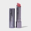 Dunkler silberner Drehstift des Fantastick Lipstick Rosa von LH Cosmetics mit  rosafarbenem Lippenstift auf weißem Hintergrund.