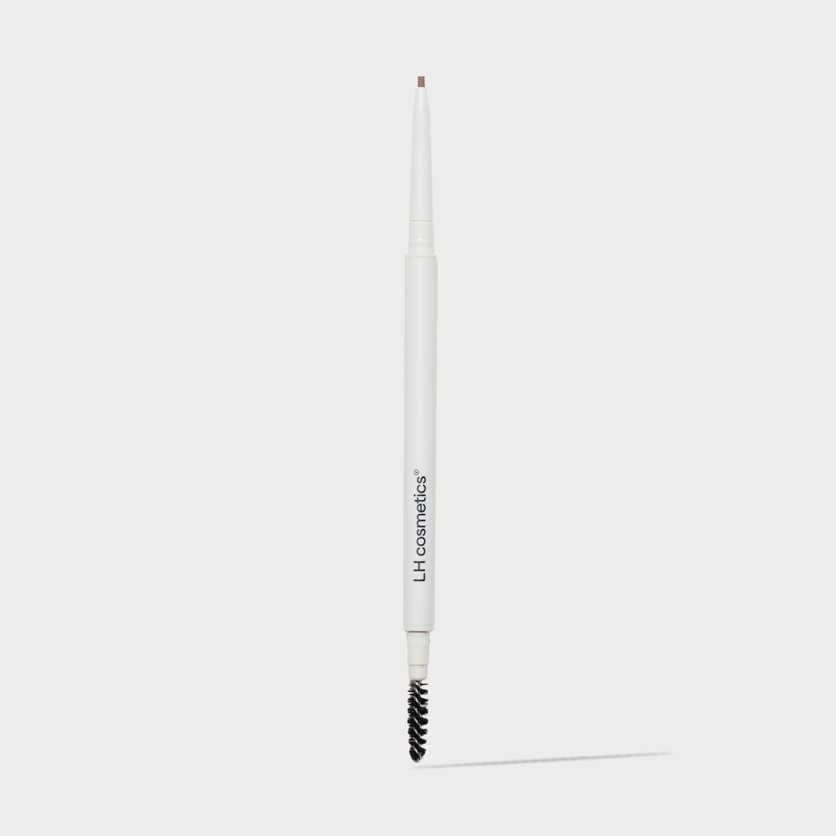Weißer LH Cosmetics Infinity Brow Pen Taupe; einer Bürste an einem Ende und einer Stiftspitze am anderen.
