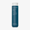 Petrolblaue Flasche Living Proof Clarifying Detox Shampoo mit weißem Deckel und Text auf weißem Hintergrund.