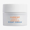 Weißer Tiegel Lumene Nordic-C [VALO] Glow Renew Night Cream mit orangem und blauem Text.
