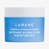 Ein blauer Tiegel von Lumene Nordic Hydra [LÄHDE] Intense Hydration Moisturizer mit weißem Deckel und Text.
