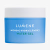 Eine blaue Dose Lumene Nordic Hydra [LÄHDE] Water Gel mit weißem Deckel ist auf weißem Hintergrund abgebildet.