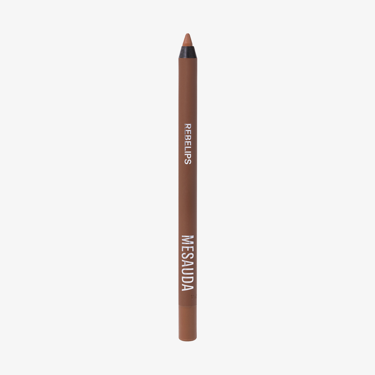 Mesauda Beauty Rebelips Lippenkonturenstift in Braun, aufrecht auf weißem Hintergrund abgebildet.