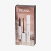 Mesauda Beauty SPACE GAZE CHRISTMAS KIT – ein Make-up-Set mit einem Lidschattenstift und einer Tube Mascara in einer roségoldenen Schachtel.