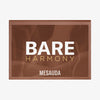 Rechteckige braune Make-up-Palette mit Bare Harmony 2.0 und Mesauda Beauty auf der Vorderseite.