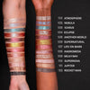 Zwei Unterarme mit unterschiedlichen Hauttönen und Farb-Swatches und den Farbnamen daneben.