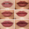 Eine Übersicht der sechs verschiedenen Farben des Beyond Blurry Lipsticks, jeweils als Beispiel auf Lippen aufgetragen präsentiert: Celeste, Saint, Divinize, Afrodite, Dea und Nocturna.