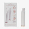 Box und Gerät des 2-in-1 Light Up Sonic Dermaplane, das seine Peeling- und Haarentfernungsfunktionen präsentiert.