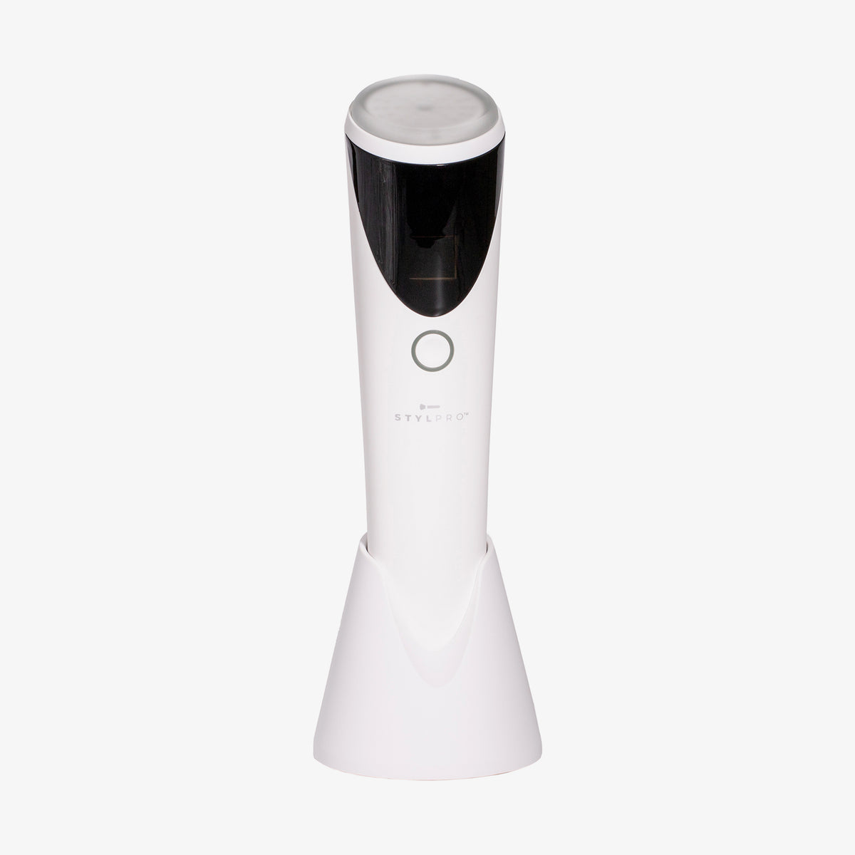 Das Pure REd Light Facial Tool steht in dem Ständer vor einem schlichten Hintergrund.