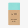 SWEED Glass Skin Foundation, 30 ml, beigefarbene Flasche mit hellblauem Verschluss, abgebildet auf weißem Hintergrund.