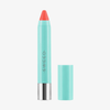 SWEED Le Lipstick: türkisfarbener Lippenstift mit korallenfarbener Spitze, silbernem Sockel und passender Kappe daneben.