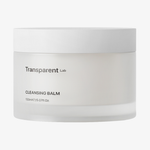 Ein weißer Tiegel mit der Aufschrift Transparent Lab Cleansing Balm, 150 ml auf der Vorderseite.