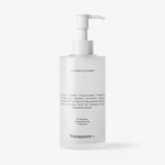 Weiße Pumpflasche des Oil-Based Cleansers von Transparent Lab mit den Inhaltsstoffen auf der Flasche.