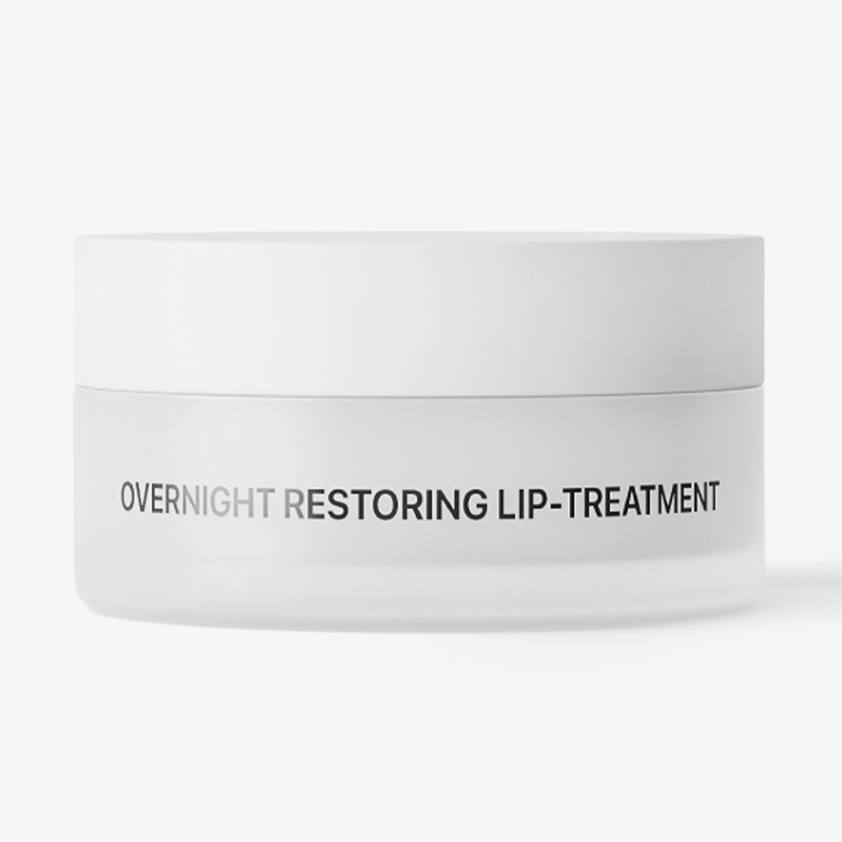 Mattierter Tiegel Overnight Restoring Lip-Treatment von Transparent Lab mit weißem Deckel.