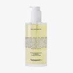 Transparent Lab Well-Aging Body Oil in einer klaren Flasche mit weißer Pumpe und detailliertem Frontetikett.