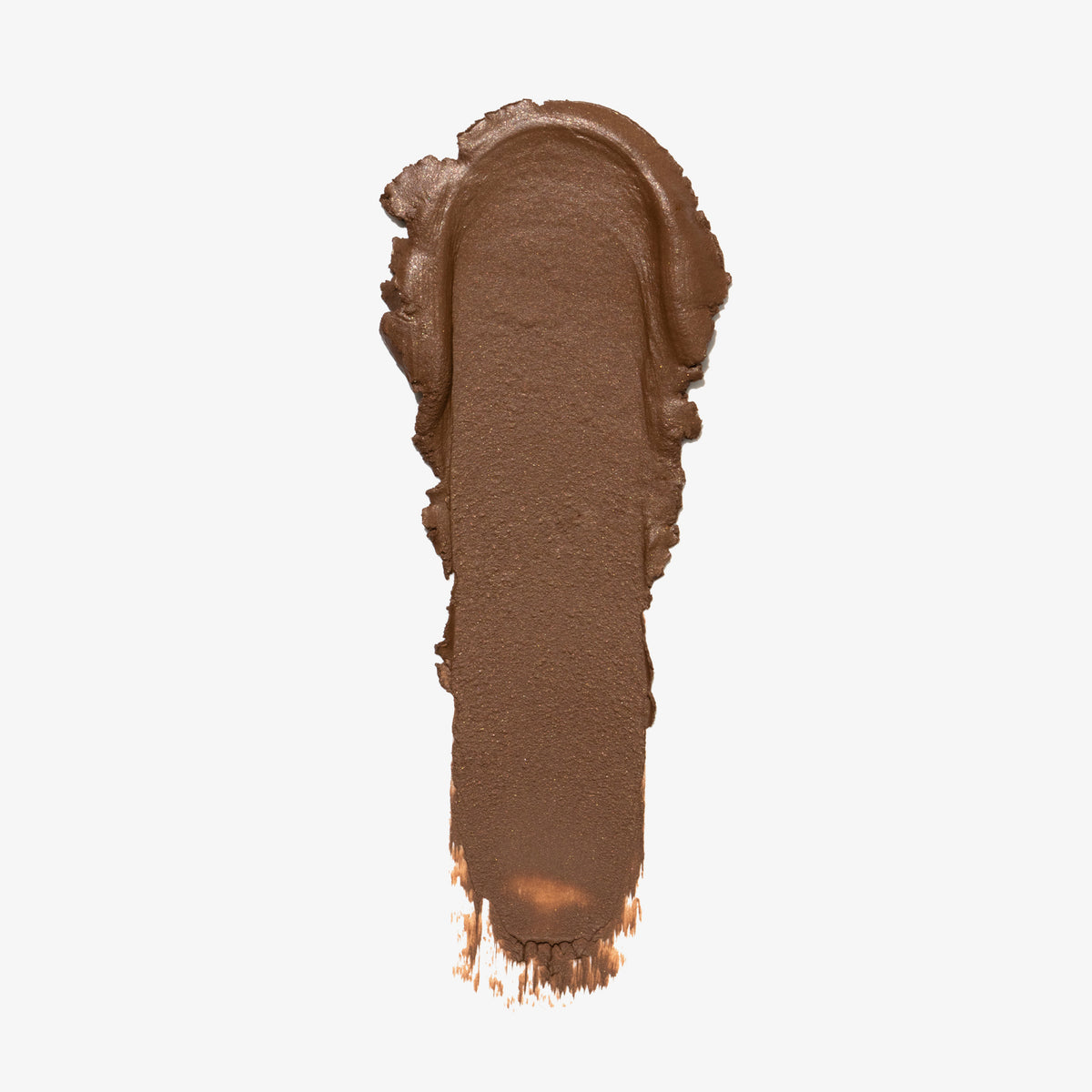 Cremiger Streifen des Cronzer Cream Bronzer in Acron, ein metallischer Braunton, auf weißem Hintergrund.