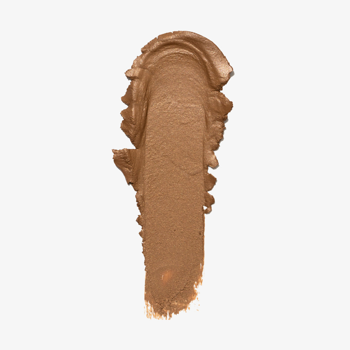 Cremiger Streifen des Cronzer Cream Bronzer in Swarthy, ein metallischer Bronzeton, auf weißem Hintergrund.