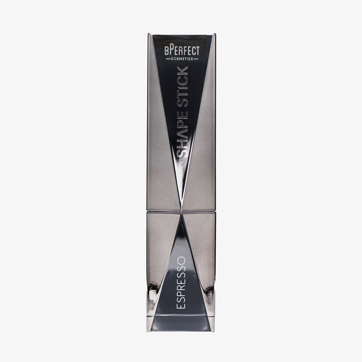 Silberne Drehgehäuse des Shapestick Bronze & Define Espresso auf weißem Hintergrund.