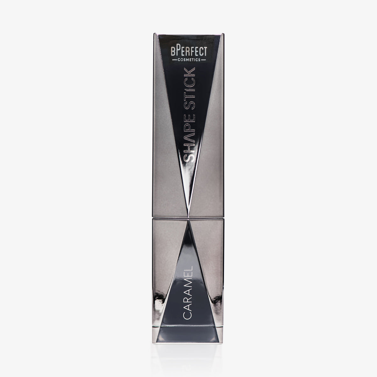 Silberne Drehgehäuse des Shapestick Bronze & Define Caramel auf weißem Hintergrund.