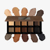 Offene Groundwork Palette – Defining Neutrals mit 10 neutralen Tönen von Beige, über Braun bis Schwarz, die jeweils oberhalb und unterhalb der Palette als Farbmuster dargestellt sind.