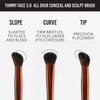 Das Danessa Myricks Beauty Yummy 3.0 Conceal & Sculpt Pinselset enthält Pinsel zum Verblenden, Konturieren und für Präzision.