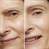 Vorher-Nachher-Bild einer Frau mit hellem Hautton nach Anwendung des Yummy Skin Serum Tint 2 – sichtbar ebenmäßiger Teint.
