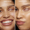 Vorher-Nachher-Bild einer Frau mit mittlerem Hautton nach Anwendung des Yummy Skin Serum Tint 7 – sichtbar ebenmäßiger Teint.