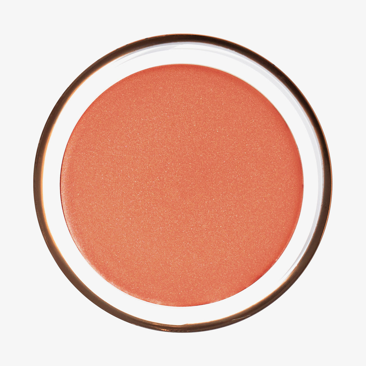 Runde geöffnete Dose Yummy Skin Blurring Balm Powder Lowlighter Lowkey in warmem Korall auf weißem Hintergrund.