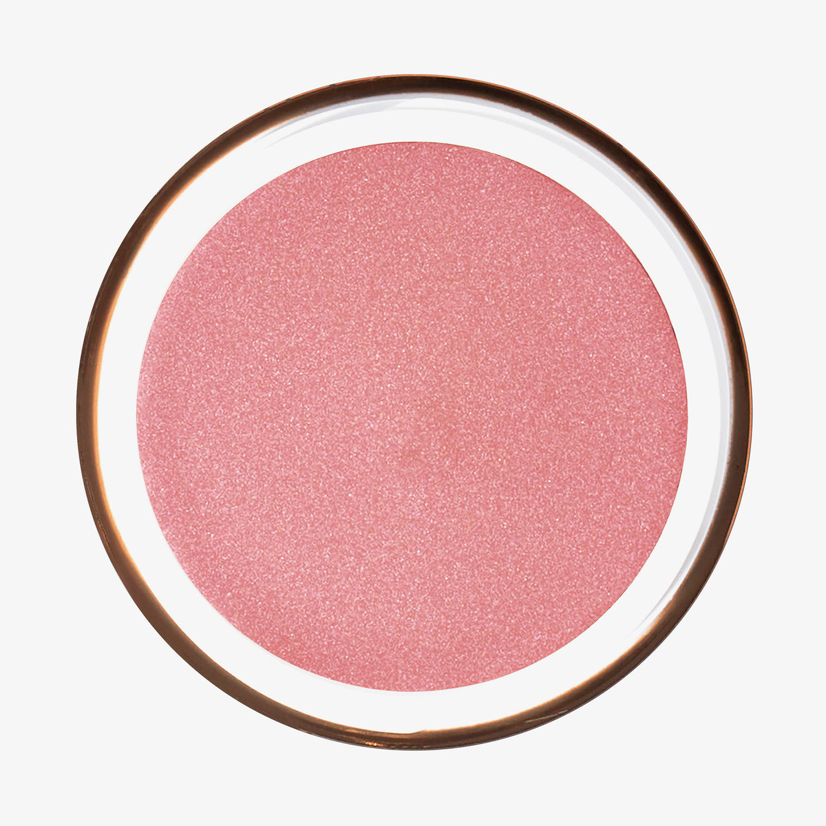 Runder Behälter Yummy Skin Blurring Balm Powder Lowlighter Unbothered mit schimmernd-pinkem Inhalt auf weißem Hintergrund.